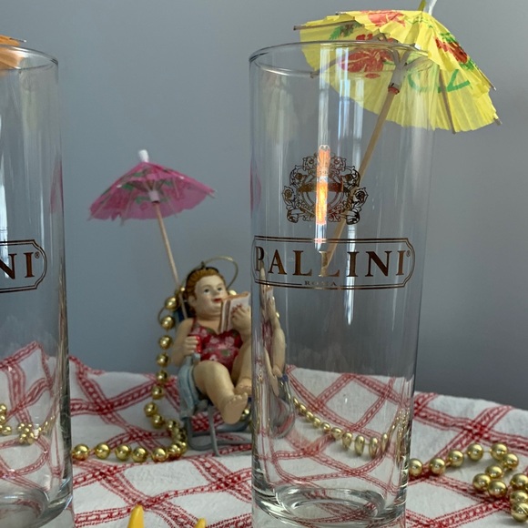 PALLINI High Ball Cocktail Glasses with Gold Design Set/2 - VINTAGE - Picture 8 of 13